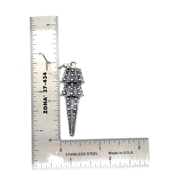 Black Pointed Dotted Earrings - Picture 3 of 4